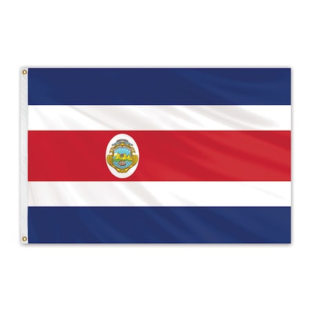 Costa Rica Outdoor Nylon Flag With Seal 5'x8'